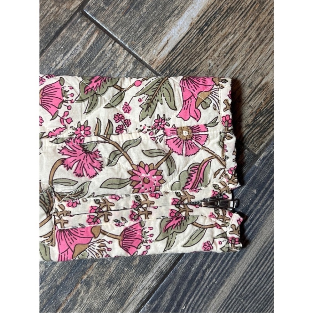 Think FALL! Anthropologie dRA LA Quilted Floral Zip Jacket Pink Green Medium - Picture 5 of 12